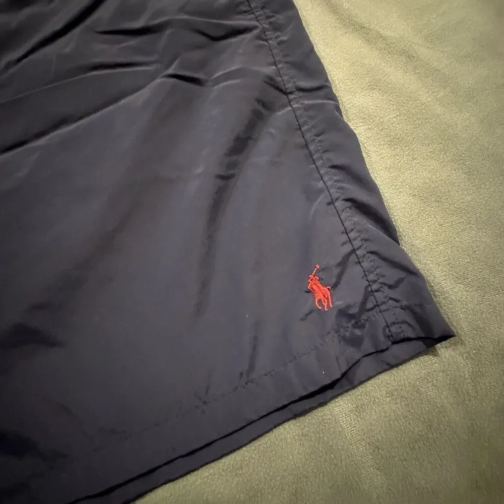 Vintage 90s Polo Ralph Lauren Board Shorts Mens 3XB Big Swim Trunks Navy Beach